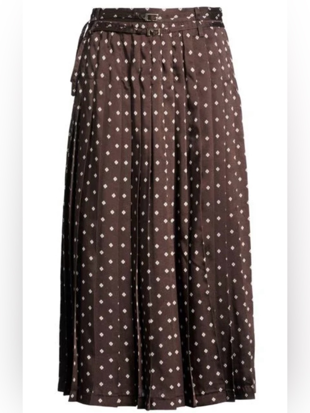 Brown Maxi Skirt with Subtle White Dot Print